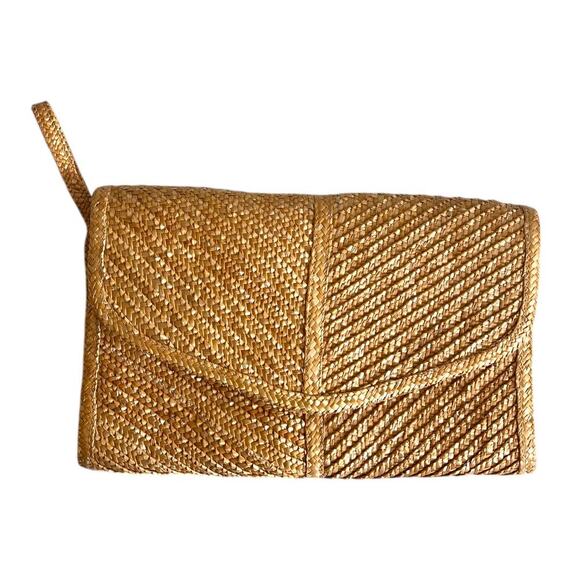 Vintage Womens Straw Woven Handbag Clutch Spring Nautical Beach Spring - Picture 1 of 8